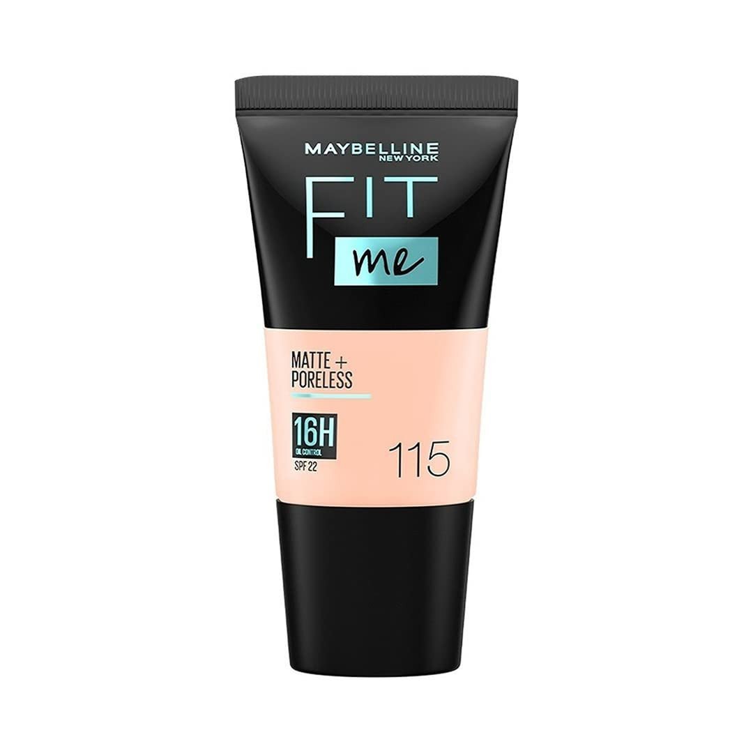 Maybelline New York Liquid Foundation, Matte & Poreless, Full Coverage Blendable Normal to Oily Skin, Fit Me, 18ml