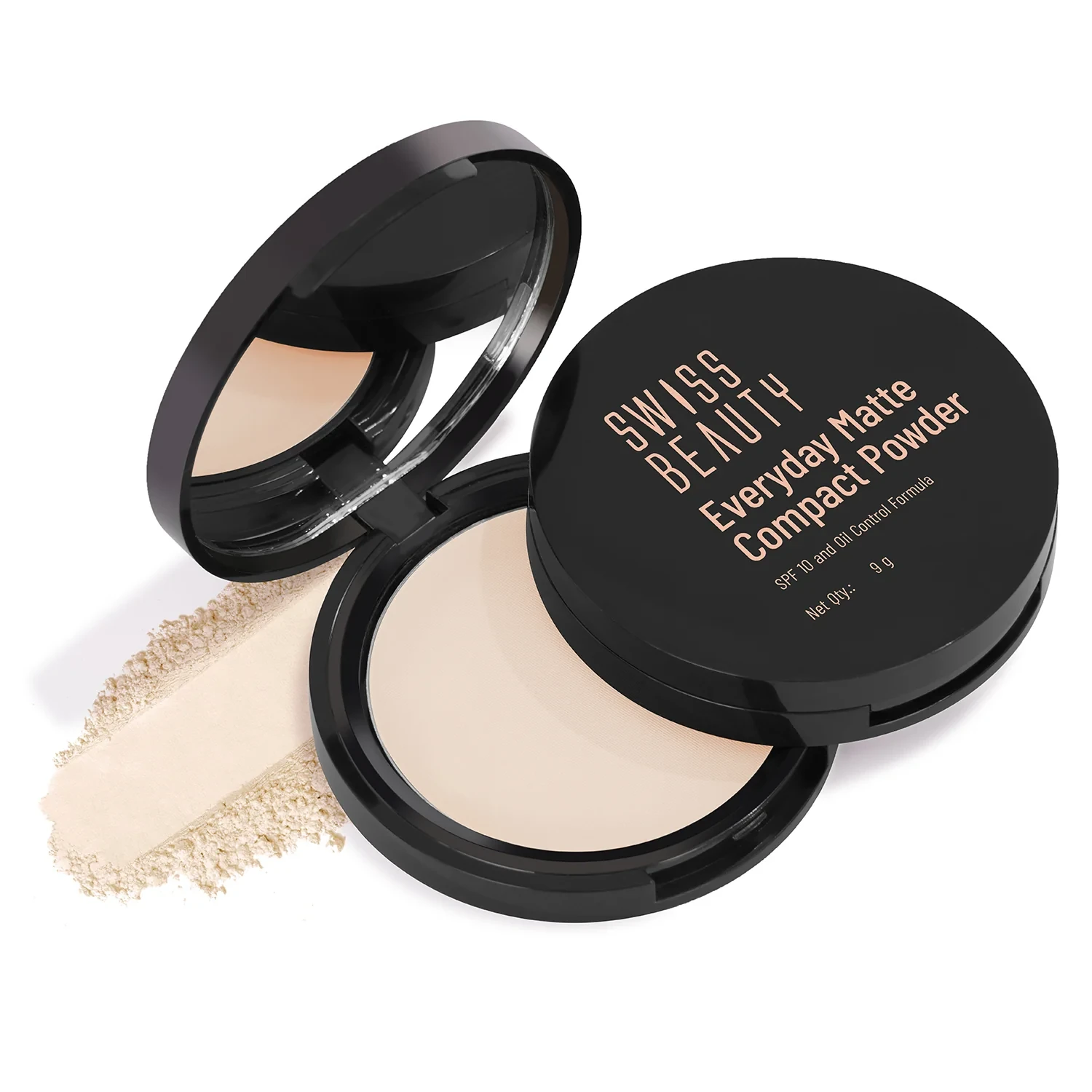 SWISS BEAUTY Everyday Matte Lightweight Compact With Spf 10 For All Skin Types| 12 Hours Of Oil Control | Mattifies Pores And Fine Lines | Comes With Sponge Applicator 9g