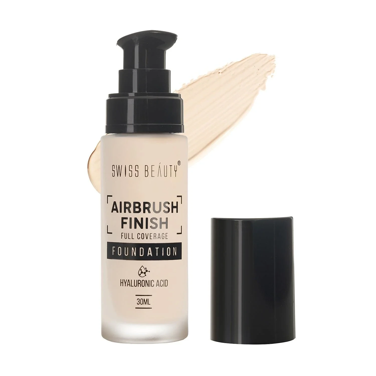 Swiss Beauty Airbrush Finish Lightweight Foundation | Full Coverage Blendable Foundation For Face Makeup |With Benefits Of Hyaluronic Acid, Aloevera And Vitamin E | 30Ml