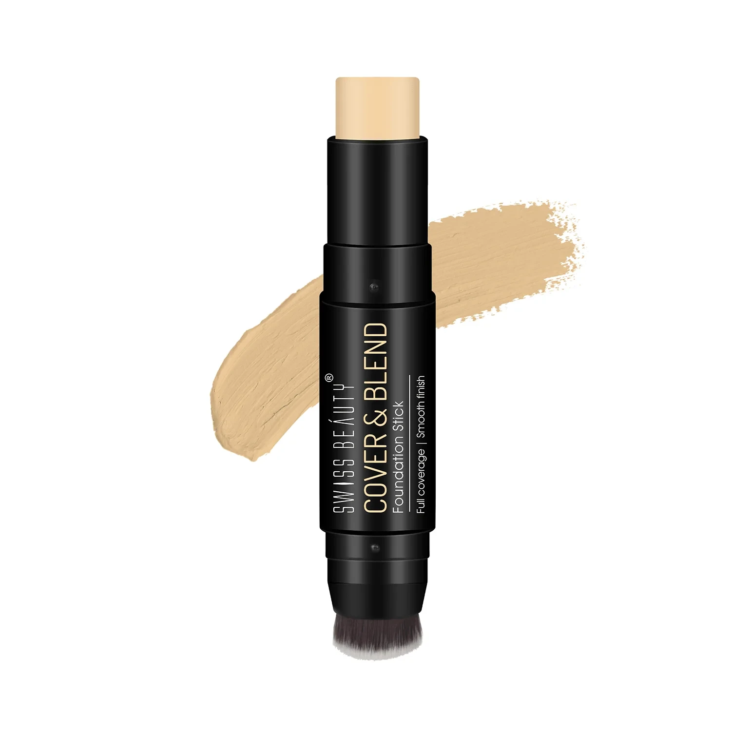 Swiss Beauty Waterproof Cover & Blend Foundation Stick, Full Coverage Foundation with Natural Matte Finish, Foundation with Brush 12g