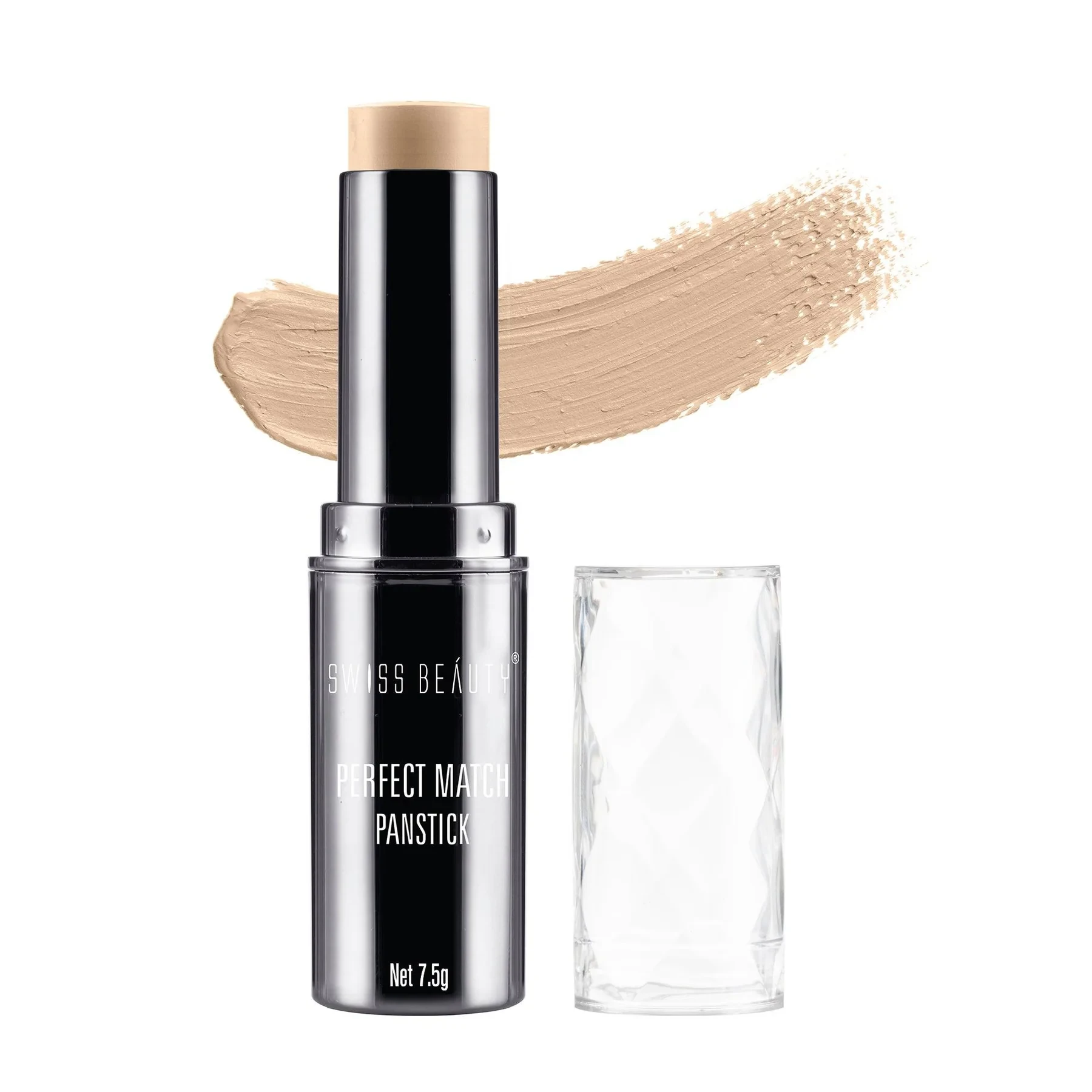 Swiss Beauty Perfect Match Panstick Foundation | Lightweight, Full Coverage Foundation With Natural And Dewy Finish For Face Makeup| Easy To Apply With Hand Stick Applicator 7.5g