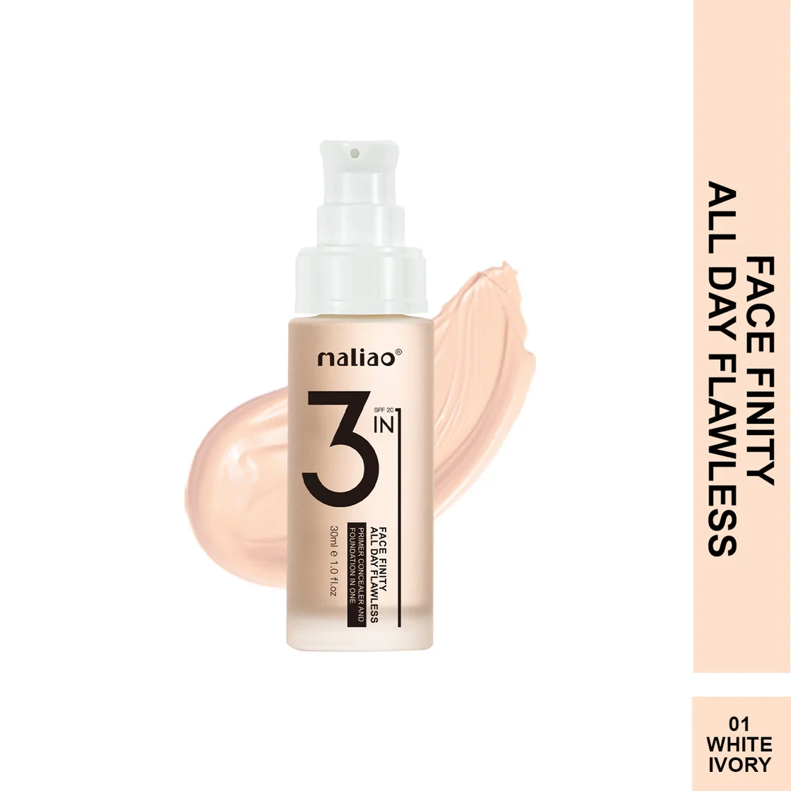 Maliao 3-IN-1 Face Finity Primer, Concealer & Foundation - Flawless All Day