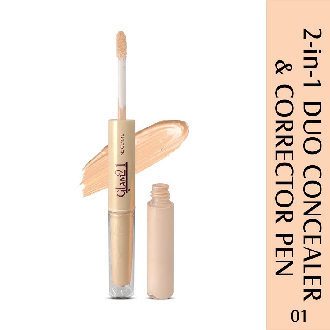 Glam21 2-in1 Duo Concealer & Corrector Pen | long lasting stay | Contouring & Highlighting | Lightweight Make-up | Natural Matte Finish