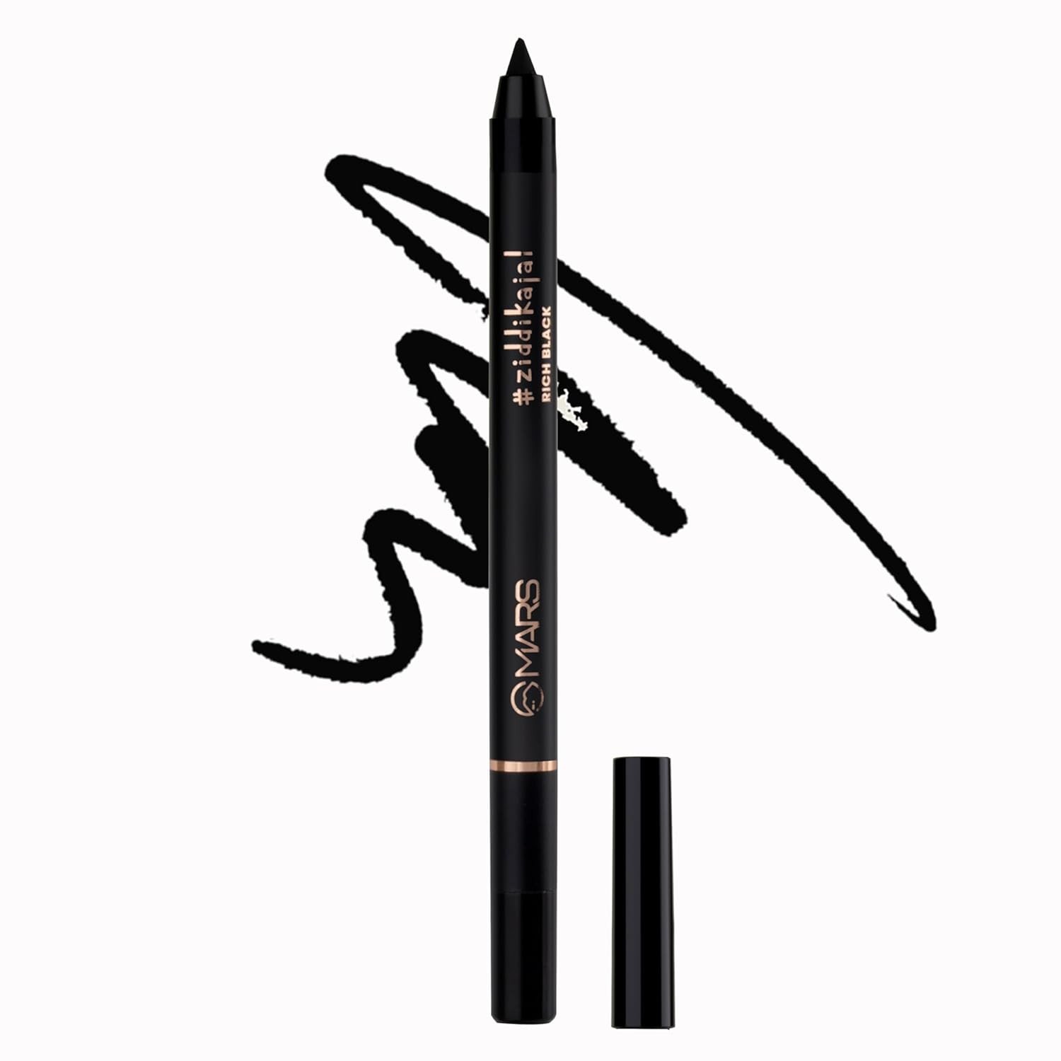 MARS Ziddi Kajal Pencil upto 12 Hours Long Stay Kajal | Rich Black Pigmentation | Smudgeproof & Water Resistance | Effortless One Swipe Application (1.4gm) Black)