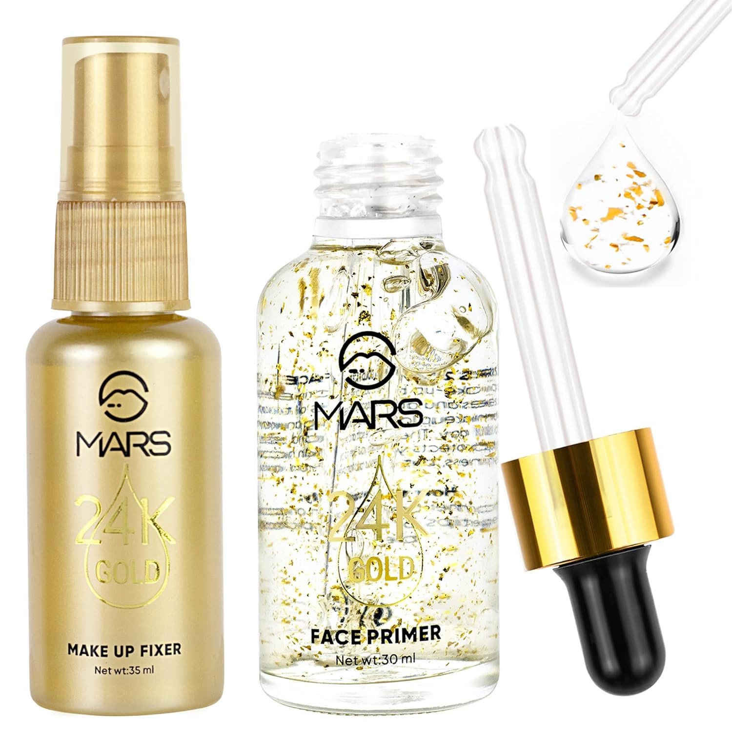 Mars 2in1 24K Gold Face Primer and Make up fixer Set, 65ml