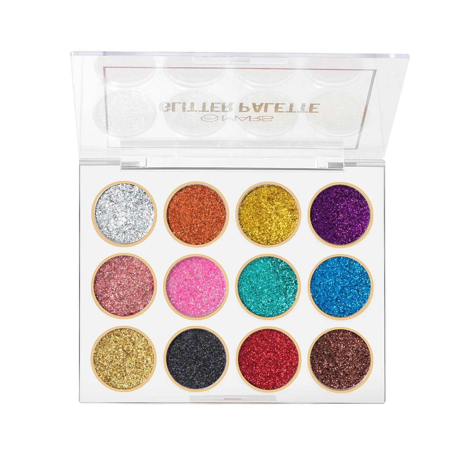 MARS 12 Shade Ultra Pigmented Glitter High Shine Shimmery Eyeshadow Palette 12 g