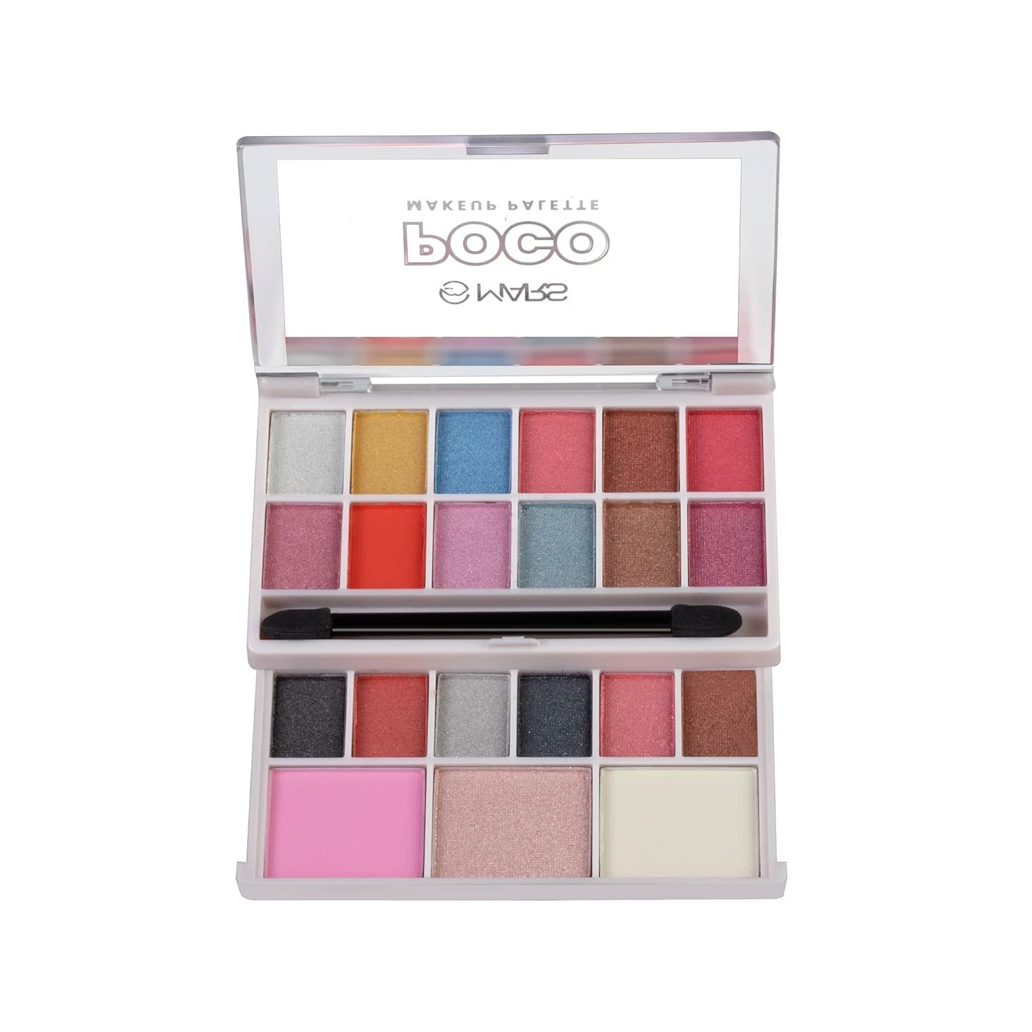 MARS Poco Face Makeup and eyeshadow Palette with Slider Case | Free Applicator | Long Wearing | Highly Pigmented and Easy to Blend | 21 Shades