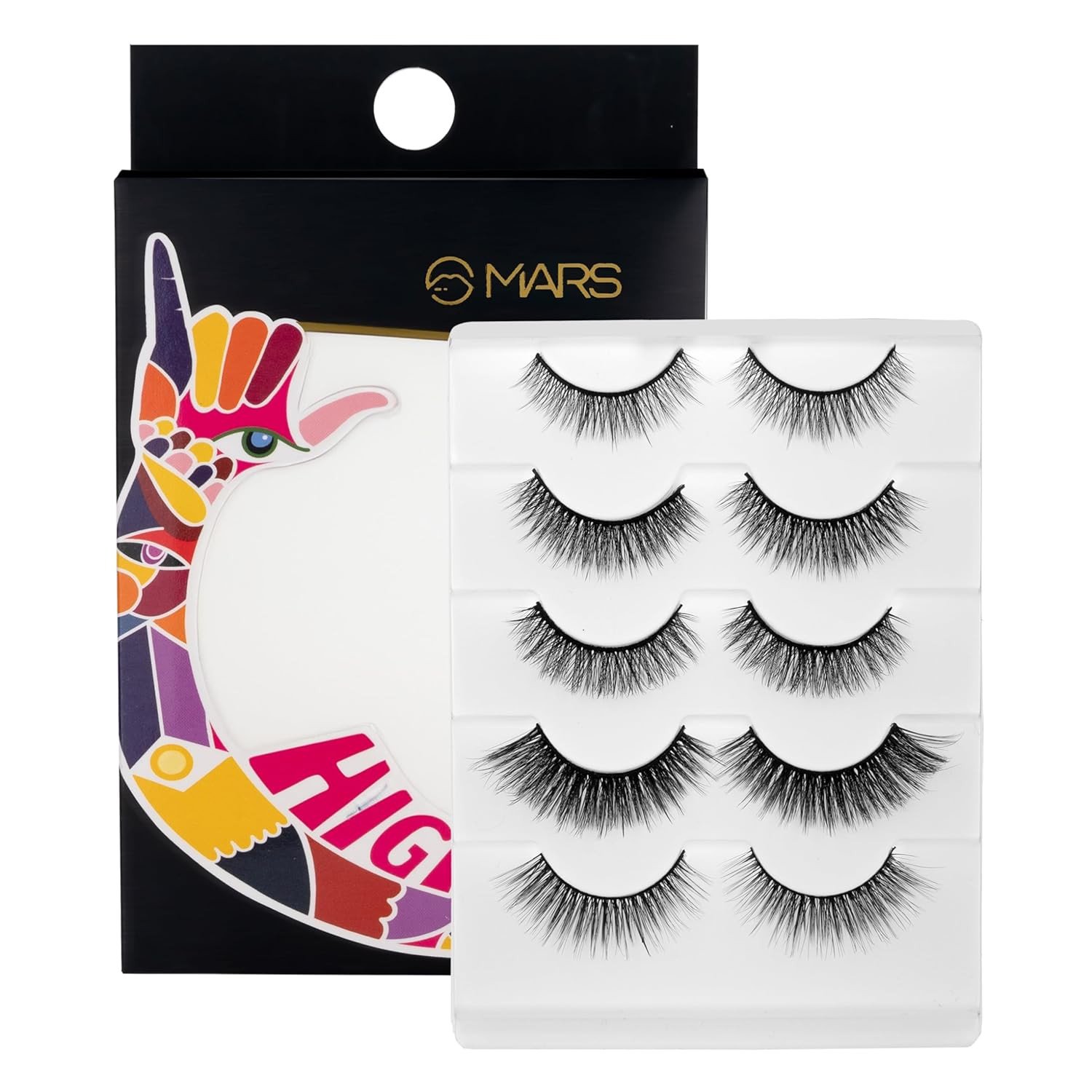 MARS HIGHLASH False Eyelashes for Women Set of 5 | Bold & Dramatic Look for Party & Any Occasion | Reusable | Lightweight and Voluminizing | Easy & Comfortable to Use (02-Dramatic)