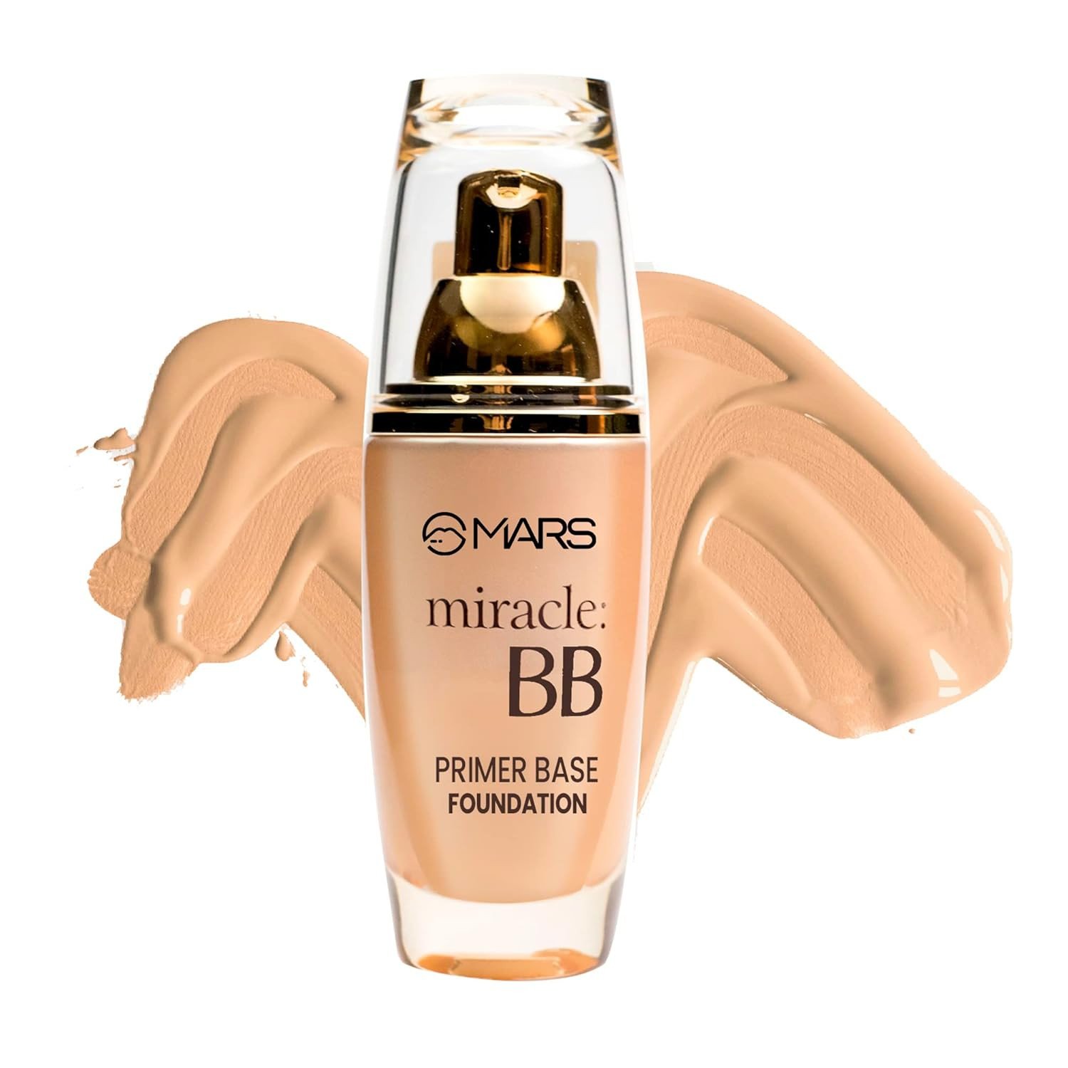 MARS Miracle BB Foundation With Primer Base, Oil Control & Poreless, Long Lasting Liquid Foundation Full Coverage, Matte All Skin Type (60ml)