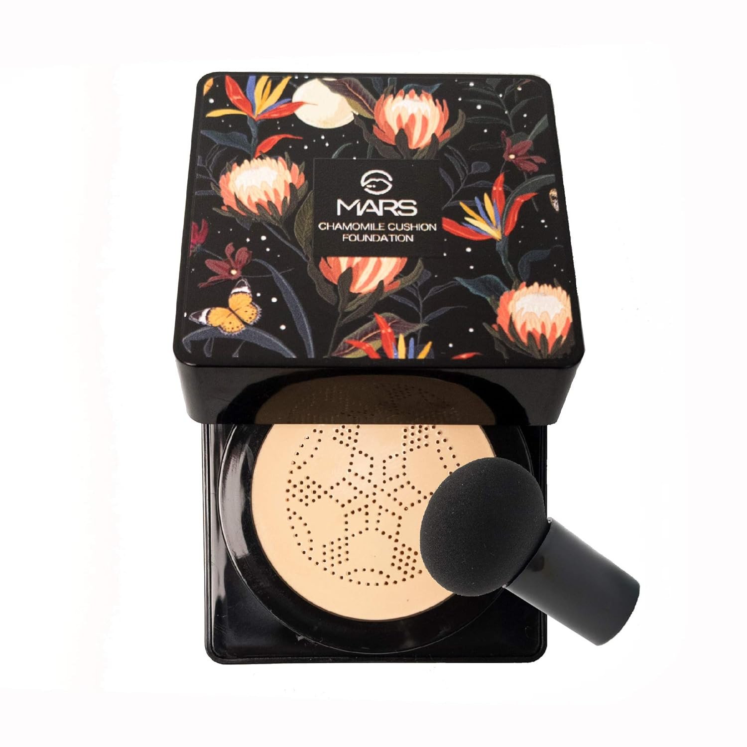 MARS Chamomile Cushion Foundation with Applicator | Dewy Finish & Easy to Blend Nourishing Foundation for Face Makeup (20g)