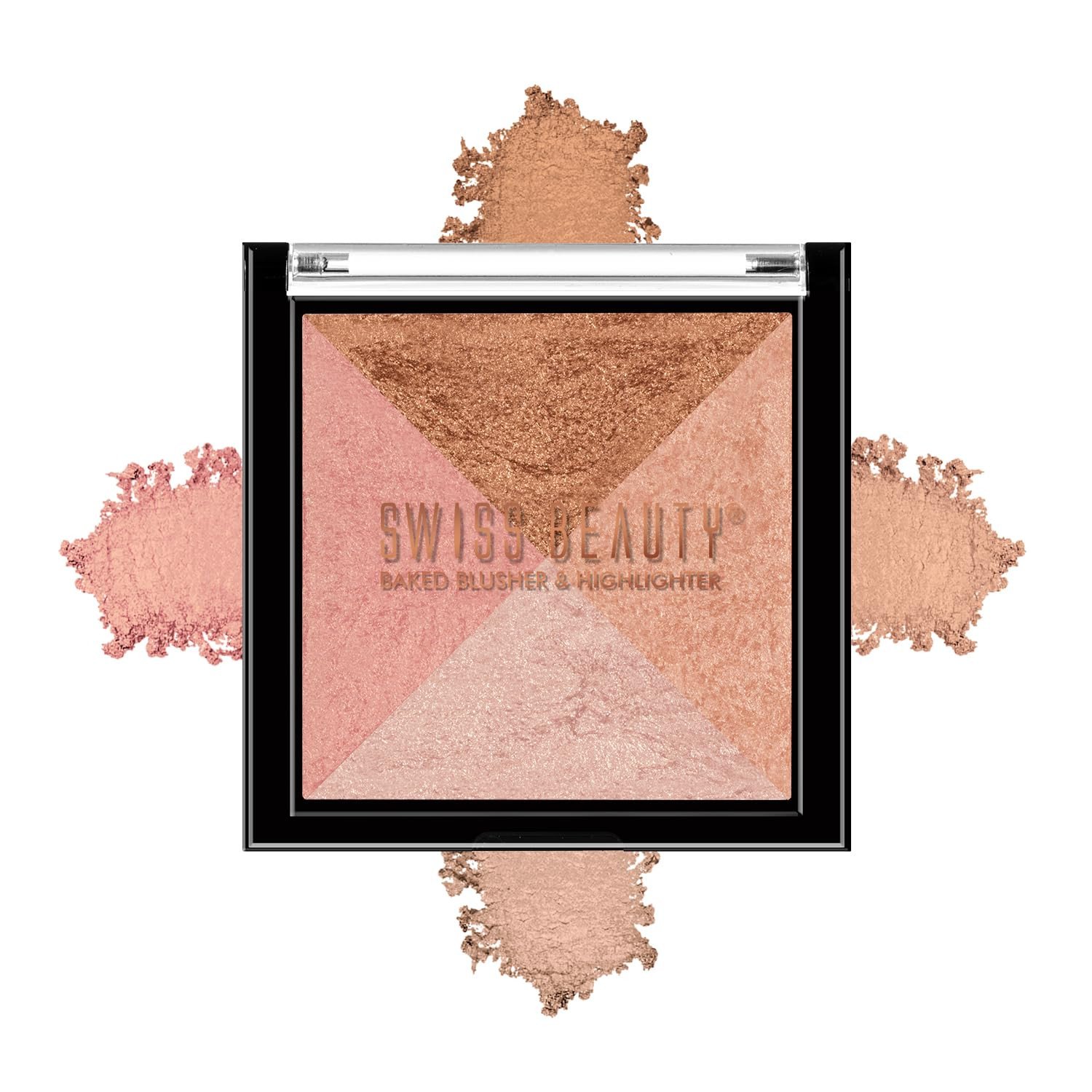 Swiss Beauty Mini Baked Shimmer Blusher And Highlighter Palette For Face Makeup 7G
