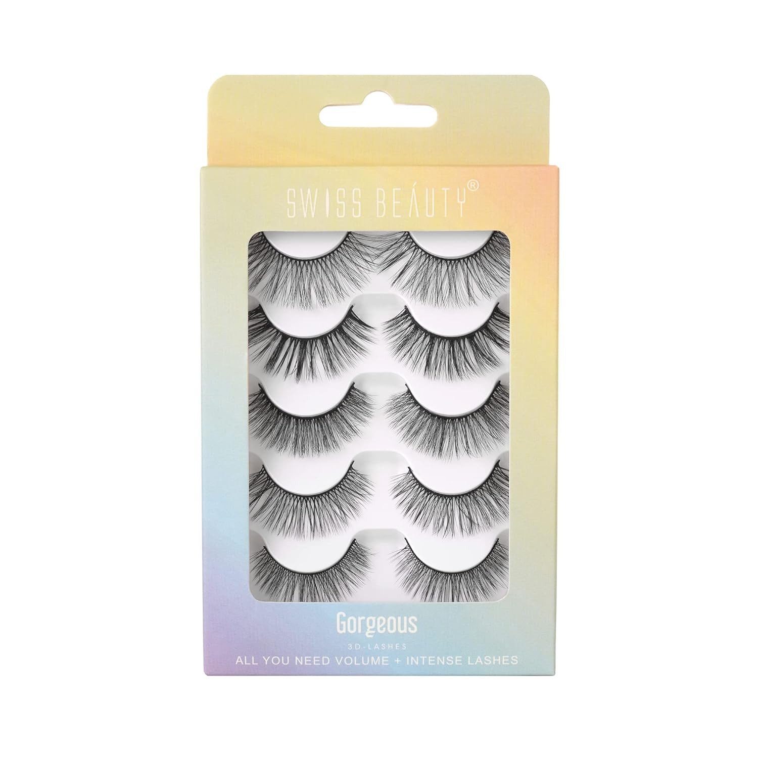 Swiss Beauty Cruelty-Free 3D Eyelashes - Pack of 10 False Eyelashes | Volumising Eye Lashes | Lengthening Eye Lashes | Lightweight Eyelashes Set of 5