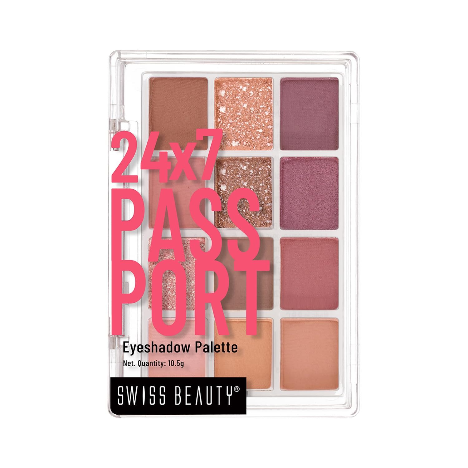Swiss Beauty 24/7 Passport Eyeshadow Palette for Eyes | Long-Lasting | 12 shades | Smooth & Blendable