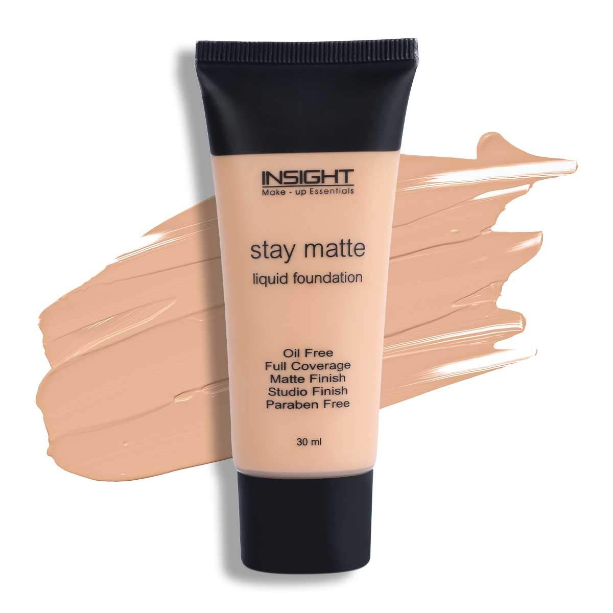 INSIGHT Cosmetics Stay Matte Liquid Foundation For All Skin Types|Oil Free|Full Coverage|Matte Finish|Paraben Free, 30 Ml