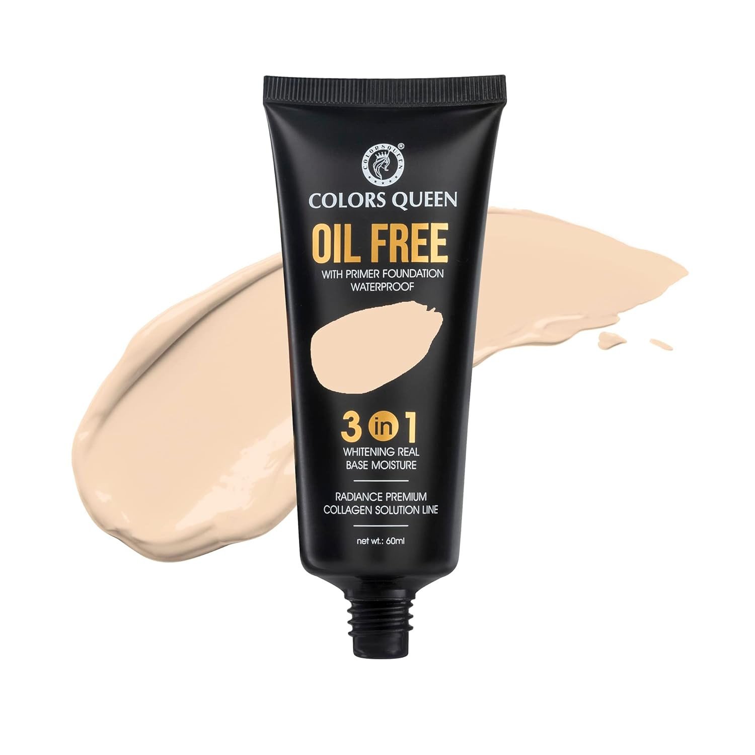 Colors Queen 3 in 1 Oil Free Foundation for Face Makeup | Natural Matte Finish, Medium to Full Coverage Foundation with SPF | Ultra Blendable Foundation for All Skin Types 60ml