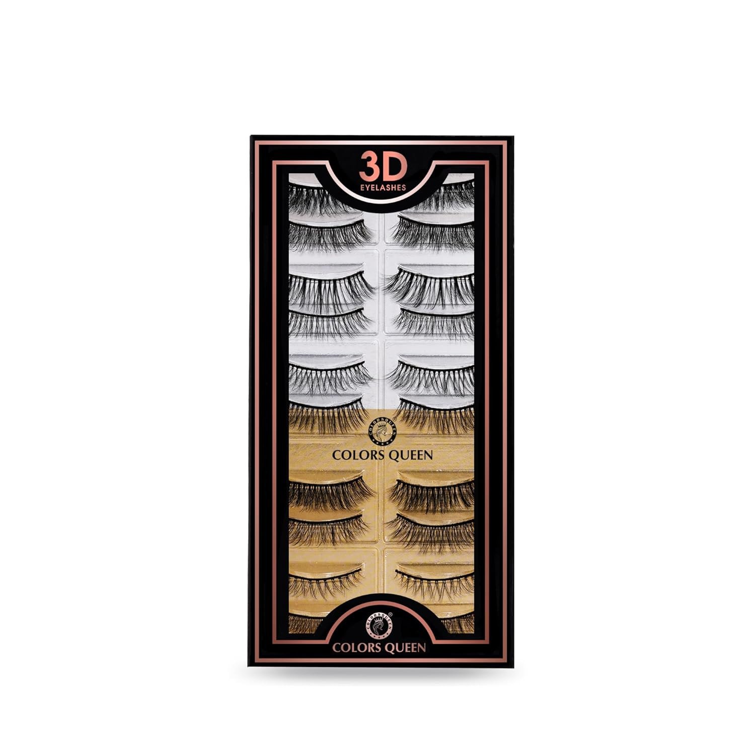 Colors Queen 10 Pairs 3D Eyelashes | Natural Hair, Reusable False Eyelashes | Lightweight Fake Eyelashes for Women