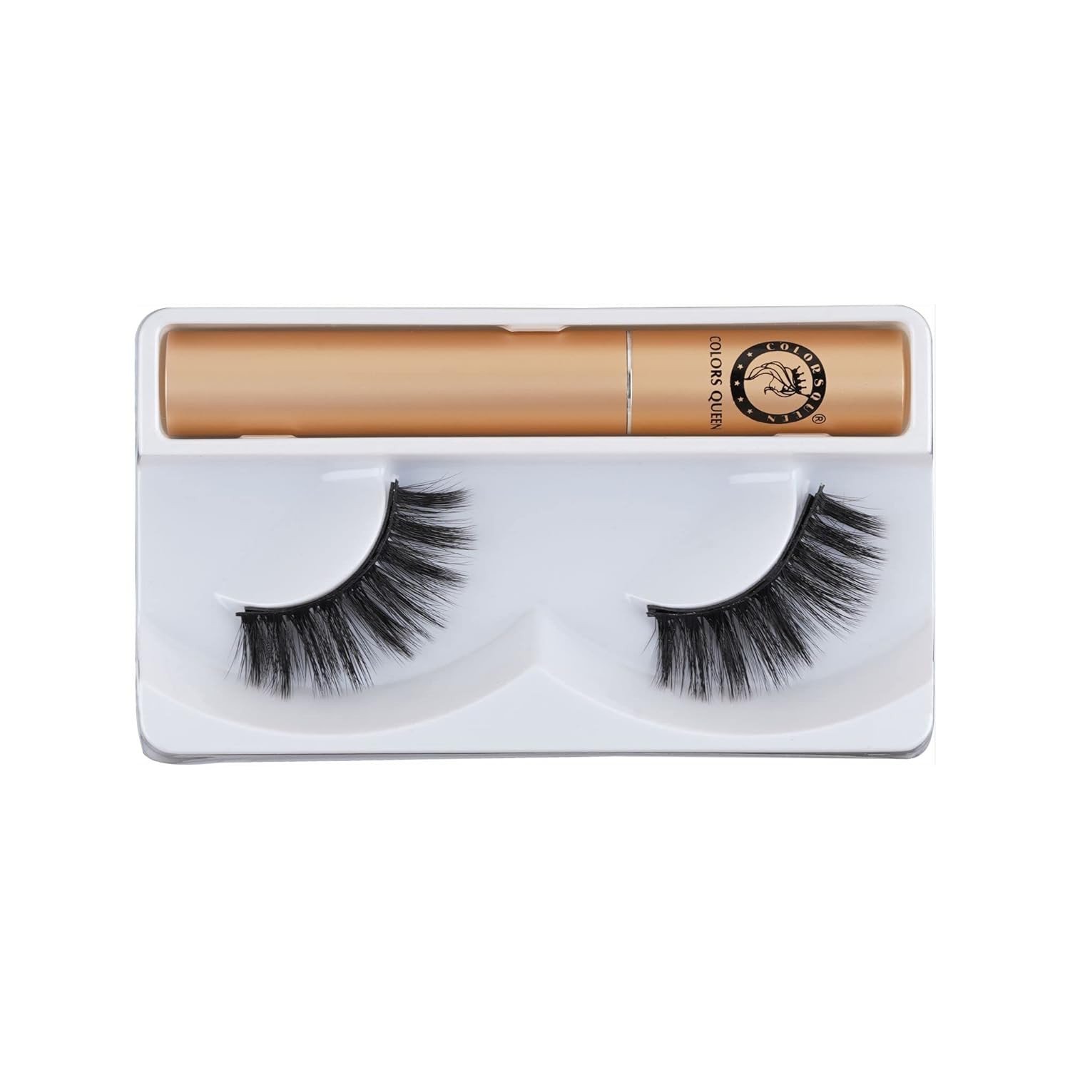 Colors Queen Magnetic Eyeliner Eyelashes for Women | Eye Makeup Lash 5D, Fake Eyelash Long Natural Eyelashes 1 Pair with 5g Eyelash Glue EL08 002