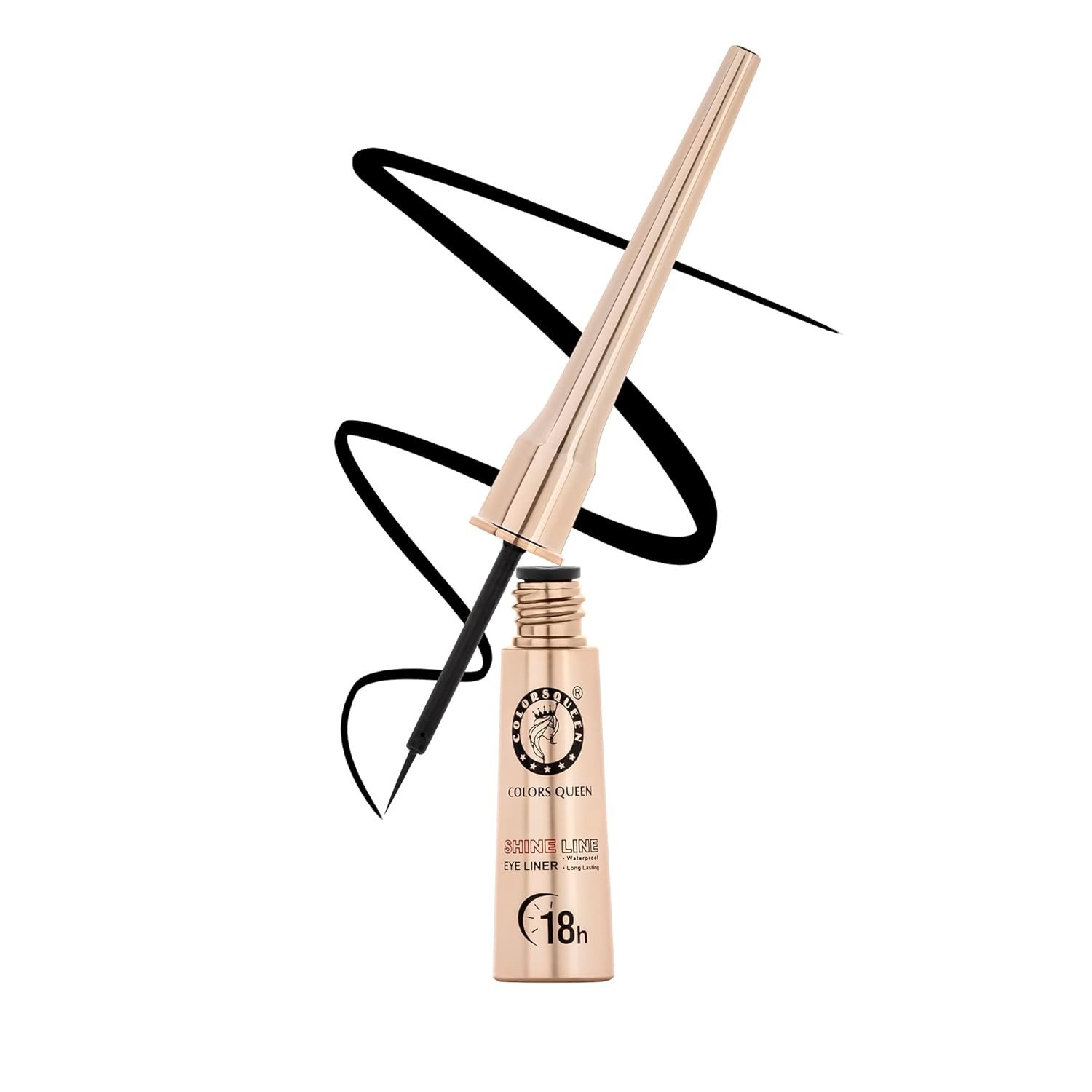 Colors Queen Black shine line Eyeliner | Ultra Matte Finish, Smudgeproof, Stay up to 12 Hrs, Waterproof, One Stroke Glide (6 ml)