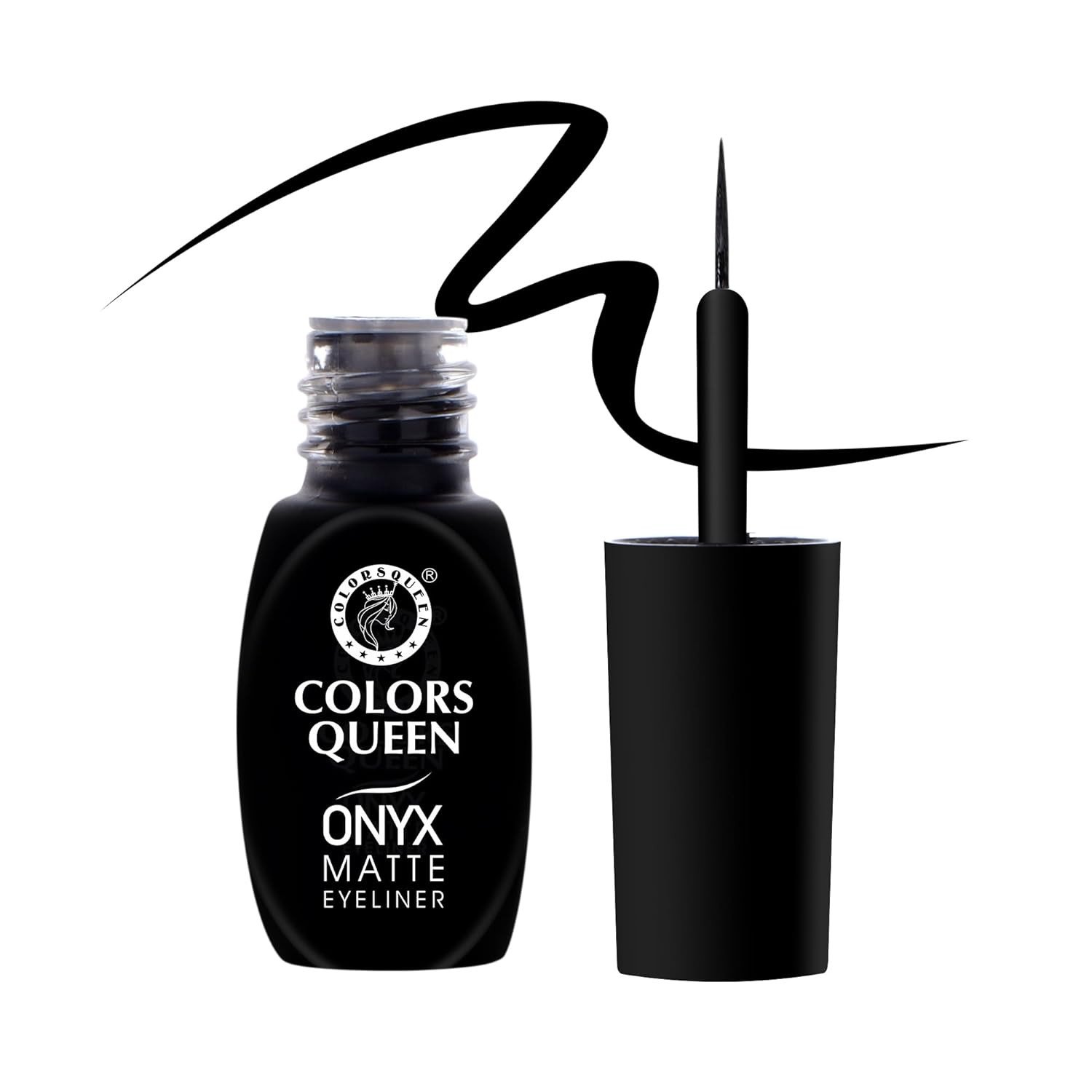 Colors Queen ONYX Matte Eyeliner – Black 4ml | Intense Mate Finish, Fine Tip for Precise Smooth Application, Quick Drying Liquid Eyeliner | Long Lasting, Waterproof, Fade Proof & Smudge Proof Eyeliner