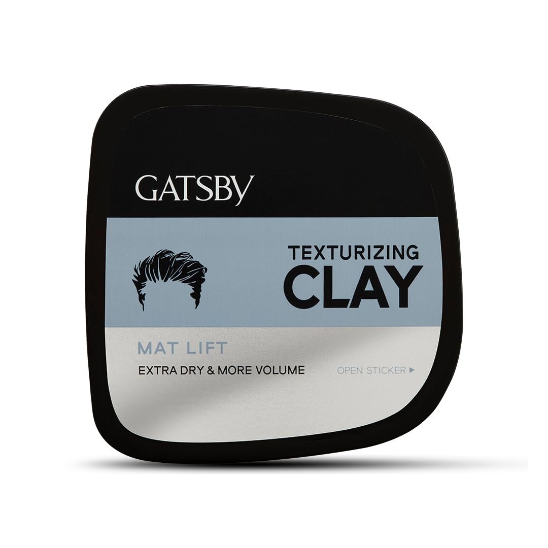 Gatsby Japan Texturizing Clay - Mat Lift | For Super Strong Hold, More Volume & Extra Dry Look | Stylish Matte Finish | Anytime Restylable Hair Styling Clay Wax | Hair Wax For Men | 75gm