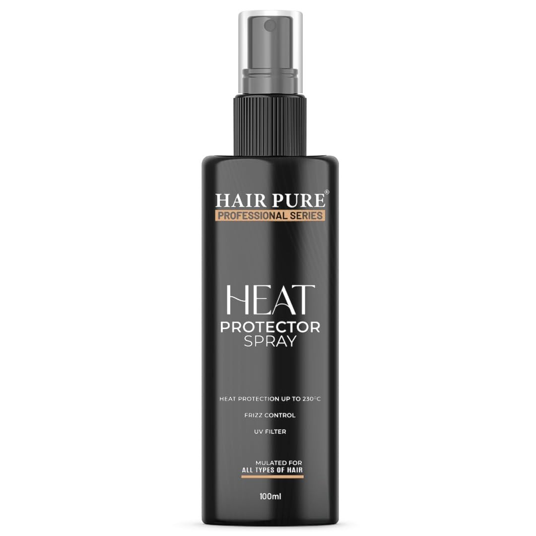 Hair Pure Heat Protector Spray | Hair Styling Spray for Women & Men | Heat Protection Spray for upto 230 °C | Less Breakage | Frizz Free & Damage Control | Paraben Free Heat Protection Spray (100ml)