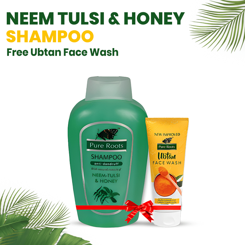 Pure Roots Neem Tulsi & Honey Shampoo 1000ml + Free Ubtan face wash 100ml