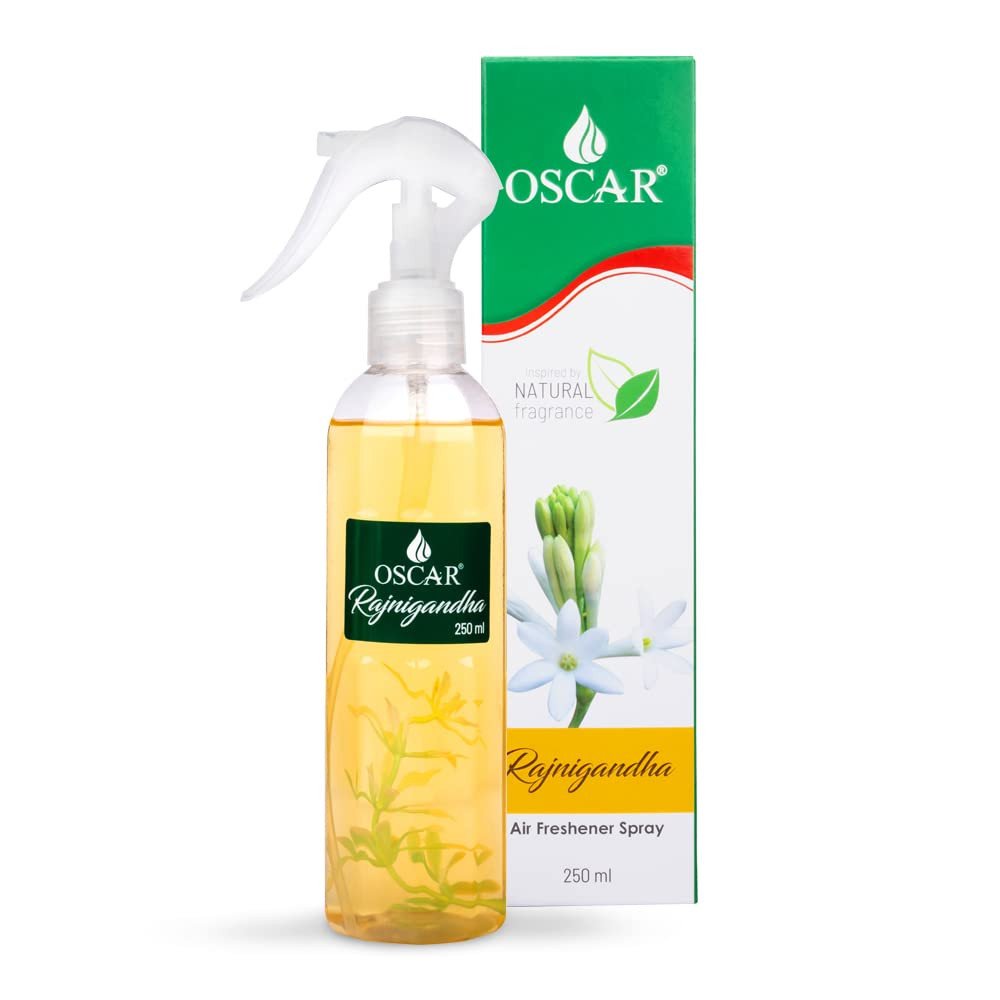 Oscar Natural Rajnigandha Air Freshener Spray | Air Freshener for Home, Bathroom, Office & Car | Long Lasting Floral Rajnigandha Fragrance | Floral Room Freshener Spray | 250ml
