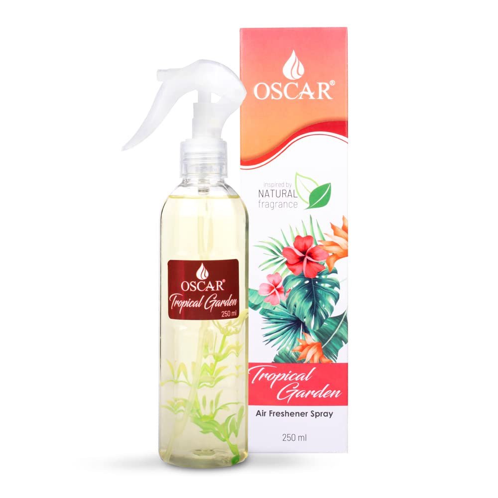 Oscar Natural Tropical Garden Air Freshener Spray | Air Freshener for Home, Bathroom, Office & Car | Long Lasting Natural Floral Topical Garden Fragrance | Floral Room Freshener Spray |250ml
