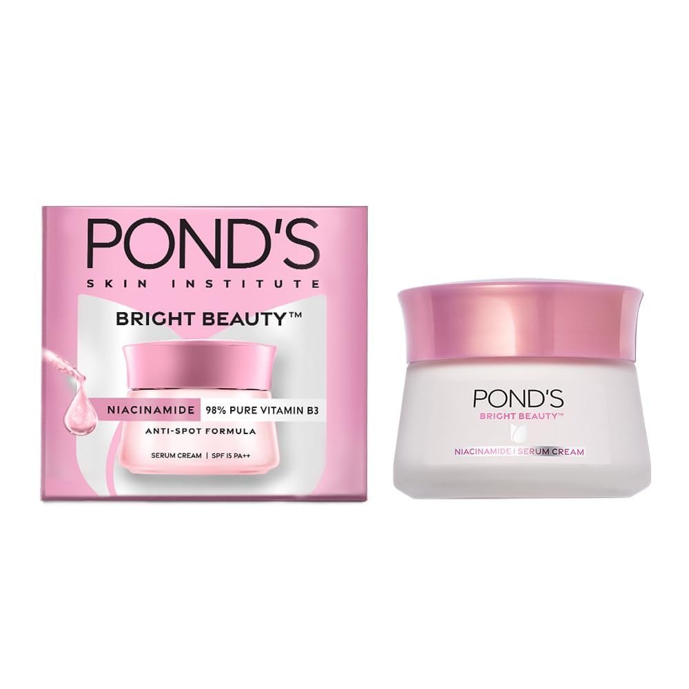 Ponds Bright Beauty Day Cream ,Non-Oily, Mattifying Daily Face Moisturizer, SPF 15 - With Niacinamide to Lighten Dark Spots for Glowing Skin