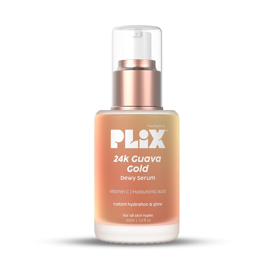 PLIX - THE PLANT FIX 24K Guava Gold Serum | Vitamin C & Hyaluronic Acid | Brightens Skin & Reduces Photoageing | 2-In-1 Face Serum & Primer For Glowing Skin | 30 Ml