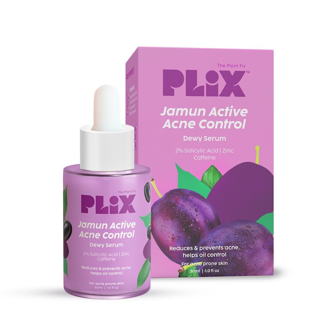 PLIX - THE PLANT FIX 2% Salicylic Acid Jamun Active Acne Control Dewy Serum 30 ml for Active Acne & Dark Spot Reduction with Caffeine for Breakout Control