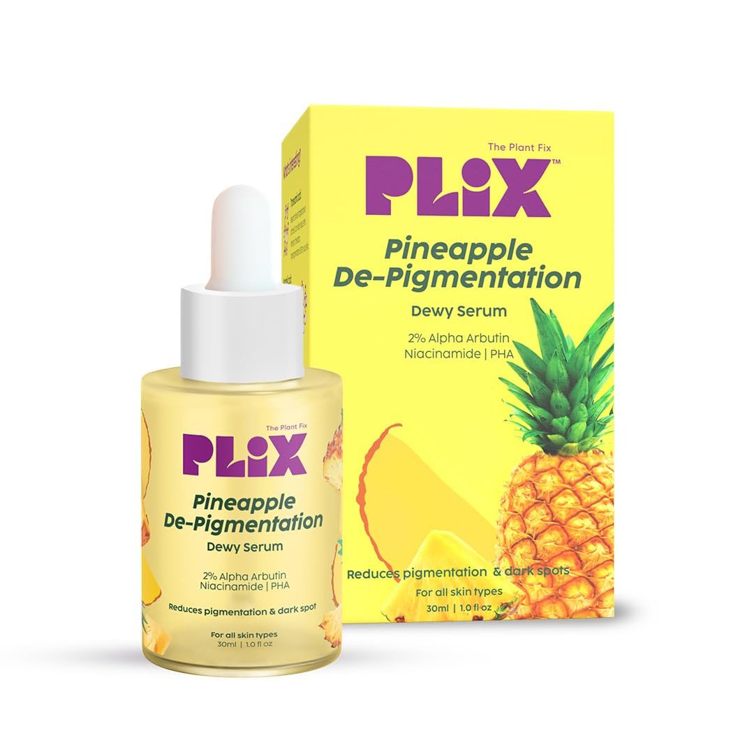 PLIX - THE PLANT FIX 2% Alpha Arbutin Pineapple De-Pigmentation Dewy Face Serum for Pigmentation & Dark Spots Removal for Unisex with 10% Niacinamide, 5% PHA for All Skin, 30ml