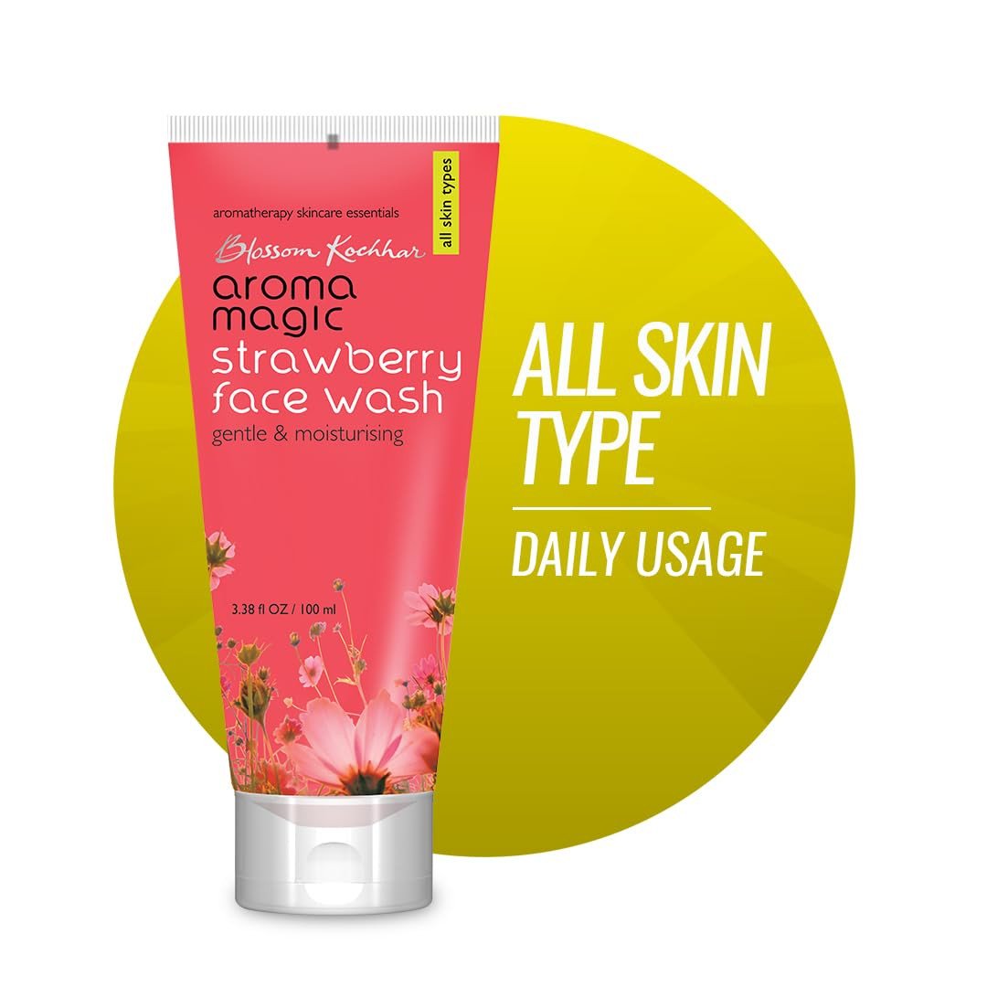 Aroma Magic Moisturizing Strawberry Face Wash| with Aloe Vera Extract & Ylang Ylang Essential Oil| All Skin - 100 ml |For men & women