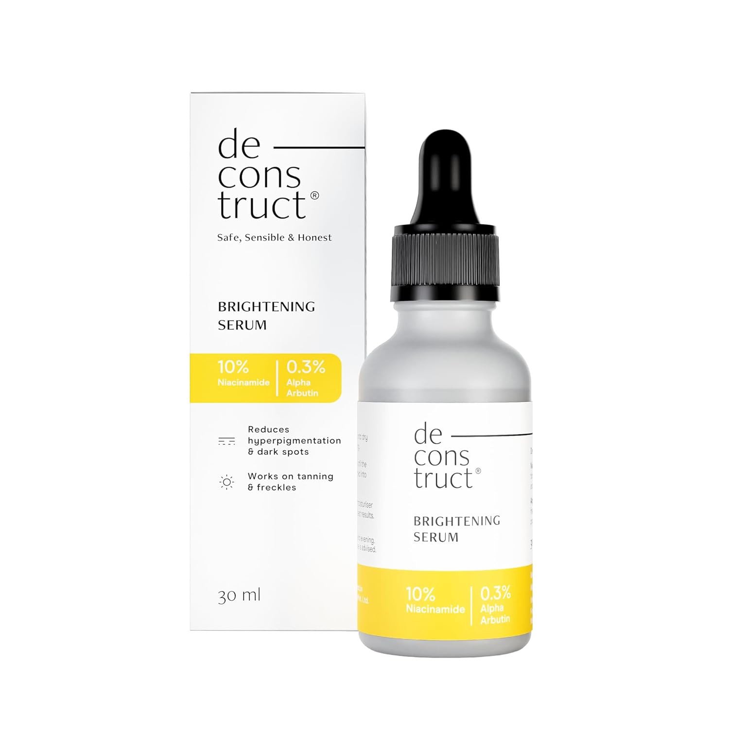 Deconstruct 10% Niacinamide Face Serum For Skin Brightening | Reduces Pigmentation & Dark Spots | 0.3% Alpha Arbutin Reduces Tan & Acne Marks | For Women & Men | Beginner Friendly | 30Ml