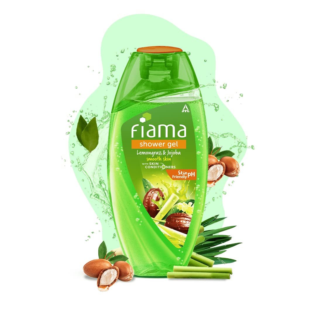 Fiama Body Wash Shower Gel Lemongrass & Jojoba, 250ml, Body Wash for Women and Men with Skin Conditioners for Smooth Skin & Gentle Exfoliation, Suitable for All Skin Types