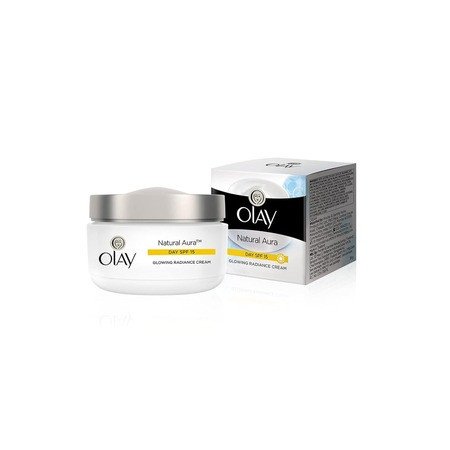 Olay Natural Aura Day Cream with SPF 15 | Glowing Radiance Cream | With Niacinamide and Vitamin E | Normal, Oily, Dry, Combination Skin | 50g