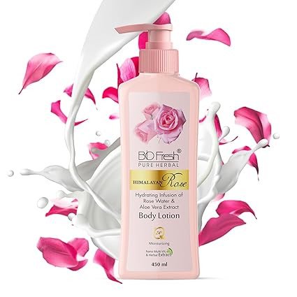 BIOFRESH HERBALS 24-Hour Moisturizing Himalayan Rose Non-Sticky Body Lotion Skin Hydrating Body Lotion Non-Greasy Body Cream for Smooth Brightening Skin (450ml)