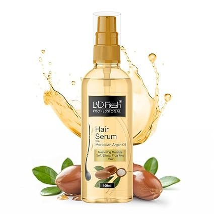 BIOFRESH Hair Serum Moroccan Argan Oil - 100ml Vitamin-E Nourishing Damaged Hair Serum with Heat Protection Serum Hydrating Anti-Frizz Serum Shining Hair Serum for All Hair Types