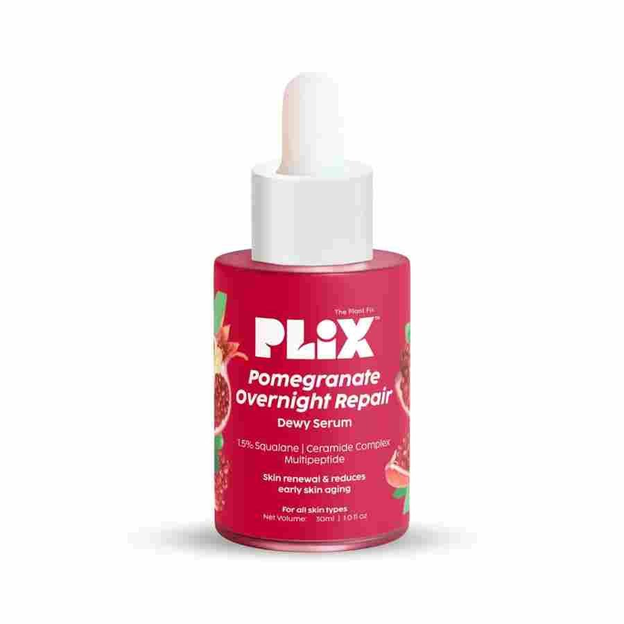 PLIX - THE PLANT FIX Pomegranate Overnight Repair Dewy Serum (30ml) for Ageless Younger Skin | Reduce Fine Lines & Wrinkles | Collagen Boosting, Hydrating Serum for Women & Men | Anti-ageing
