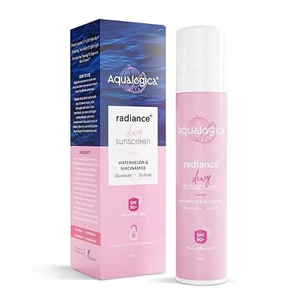 Aqualogica Radiance+ Dewy Sunscreen SPF 50+ PA+++ | Lightweight texture for oily, combination, acne prone skin | Broad spectrum protection | No white cast, Non greasy | For Men & Women | 50g