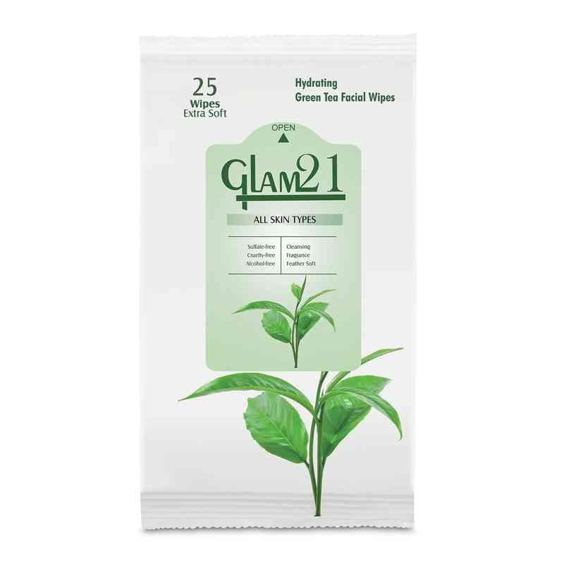 Glam21 Facial Wipes | Super-Soft & Moisturizing | With Green Tea Extracts | Clean Dust & Dirt Particles | Pack of 25 PCS