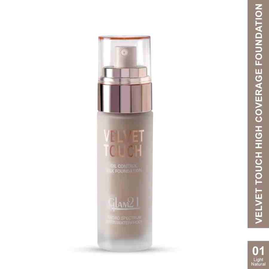 Glam21 Velvet Touch Oil Control Silk Foundation|Waterproof, High Coverage, Velvet Matte Finish,Ultimate Full coverage, Lightweight and Breathable,SPF 35 Long Lasting 50gm