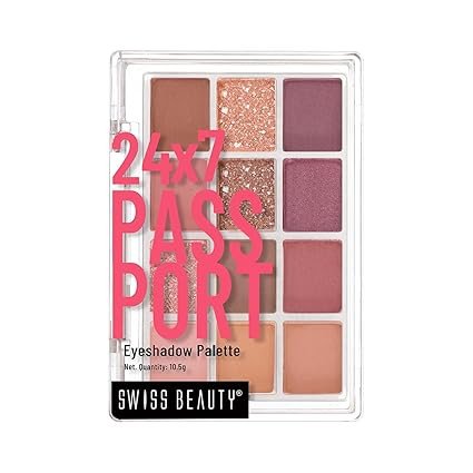 Swiss Beauty 24/7 Passport Eyeshadow Palette for Eyes | Long-Lasting | 12 shades | Smooth & Blendable