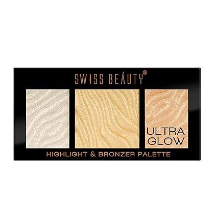 Swiss Beauty Ultraglow Highlighter & Bronzer Palette for Face Makeup | Lightweight, Easily Blendable 12g