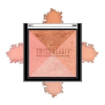 Swiss Beauty Mini Baked Shimmer Blusher And Highlighter Palette For Face Makeup 7G