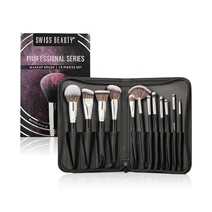 Swiss Beauty Professional Face & Eye Brush Set of 12 | Synthetic Fibres | Easy Blending | Face & Eye Makeup SB A13