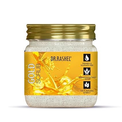 DR.RASHEL Scrub For Face & Body (Gold Scrub, 380 ML) | All Skin |Cleanser Scrub For Deep Exfoliation | Dead Skin Remover Scrub | Tan Removal | Blackhead Remover Scrub | Face Scrub | Body Scrub