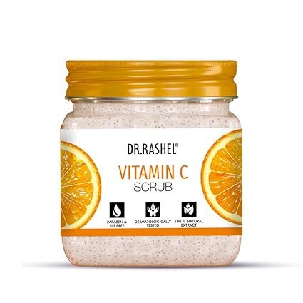 DR.RASHEL Scrub For Face & Body (Vitamin C Scrub, 380 ML) | All Skin |Cleanser Scrub For Deep Exfoliation | Dead Skin Remover Scrub | Tan Removal | Blackhead Remover Scrub