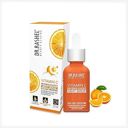 DR.Rashel Vitamin C Night Face Serum for Men & Women | Vitamin C Infused Skin Care for Anti Wrinkle, Anti Dullness, Reviving & Maintains All Night Hydration Wake Up with Youthful Glow- 30 Ml