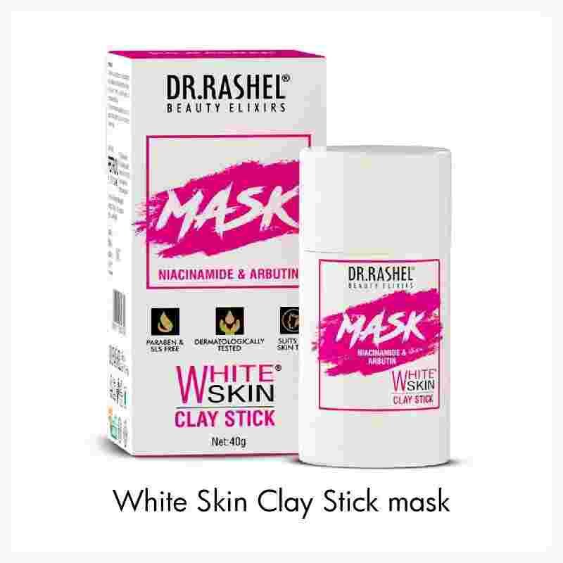 DR.RASHEL WHITE SKIN CLAY STICK MASK, ARBUTIN & NIACINAMIDE WHICH CURES SKIN, PARABEN FREE  (40 g)